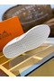Hermes Men's Avantage Sneakers In White/Orange Calfskin Replica