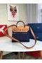 Hermes mini Herbag Original Canvas Leather & Calfskin 45987 Royal&brown Replica