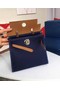 Hermes mini Herbag Original Canvas Leather & Calfskin 45987 Royal&brown Replica
