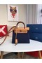 Hermes mini Herbag Original Canvas Leather & Calfskin 45987 Royal&brown Replica