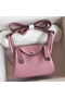 Hermes Mini Lindy Handmade Bag In Pink Clemence Leather Replica