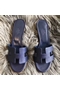 Hermes Oasis Sandals In Sapphire Epsom Leather Replica
