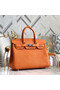 Hermes original Epsom Leather HB35O orange&silver Metal Replica