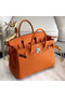 Hermes original Epsom Leather HB35O orange&silver Metal Replica