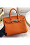 Hermes original Epsom Leather HB35O orange&silver Metal Replica
