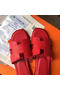 Hermes Slipper Calfskin Leather HO0476 Red Replica