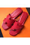 Hermes Slipper Calfskin Leather HO0476 Red Replica