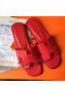 Hermes Slipper Calfskin Leather HO0476 Red Replica