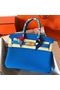 Hermes Birkin 30 Handmade Bag In Blue Clemence Leather Replica