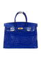 Hermes Birkin 35CM Tote Bag Shiny Croco Leather H35C Blue Replica