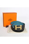 Hermes Bovine Jugular Veins In Blue Belt HR1007A Gold Replica