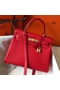 Hermes Kelly 28cm Bag In Red Clemence Leather GHW Replica