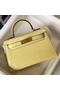 Hermes Kelly Mini II Bag In Jaune Poussin Embossed Crocodile Leather Replica