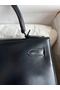 Hermes Kelly Sellier 28 Handmade Bag In Black Box Calfskin Replica