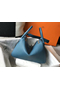 Hermes Lindy 30cm Bag In Blue Jean Clemence Leather GHW Replica