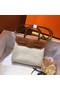 Hermes mini Herbag Original Canvas Leather & Calfskin 45987 Offwhite&brown Replica