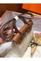 Hermes mini Herbag Original Canvas Leather & Calfskin 45987 Offwhite&brown Replica