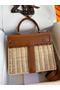 Hermes Picnic Kelly 28cm Bag in Wicker with Barenia Leather Replica