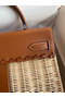 Hermes Picnic Kelly 28cm Bag in Wicker with Barenia Leather Replica