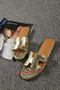 Hermes Slipper Croco Leather HO0451 Gold Replica
