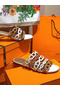 Hermes Thalassa Sandals In Brown/White Lambskin Replica