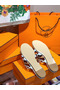 Hermes Thalassa Sandals In Brown/White Lambskin Replica