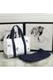 Hermes Adada Nappy Canvas Shopping Bag H5635 Navy&White  Replica