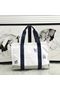 Hermes Adada Nappy Canvas Shopping Bag H5635 Navy&White  Replica