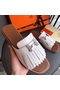 Hermes Auteuil Sandals In White Calfskin  Replica