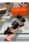 Hermes Avenue Sandals In Black Calfskin  Replica