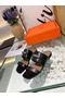 Hermes Avenue Sandals In Black Calfskin  Replica