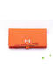 Hermes Bearn Japonaise Bi-Fold Wallet Grainy Leather H68942 Orange  Replica