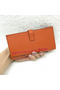 Hermes Bearn Japonaise Bi-Fold Wallet Litchi Leather A208 Orange  Replica