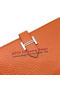 Hermes Bearn Japonaise Bi-Fold Wallet Litchi Leather A208 Orange  Replica