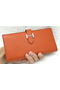 Hermes Bearn Japonaise Bi-Fold Wallet Litchi Leather A208 Orange  Replica
