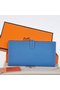 Hermes Bearn Wallet Original Smooth Leather Blue  Replica