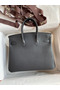 Hermes Birkin 25 Handmade Bag In Black Clemence Leather  Replica