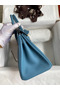 Hermes Birkin 25 Handmade Bag In Blue Jean Clemence Leather  Replica