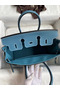Hermes Birkin 25 Handmade Bag In Blue Jean Clemence Leather  Replica
