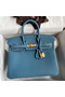 Hermes Birkin 25 Handmade Bag In Blue Jean Clemence Leather  Replica