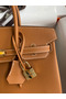 Hermes Birkin 25 Handmade Bag In Gold Epsom Calfskin  Replica