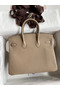Hermes Birkin 25 Handmade Bag In Grey Clemence Leather  Replica