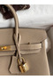 Hermes Birkin 25 Handmade Bag In Grey Clemence Leather  Replica