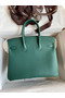 Hermes Birkin 25 Handmade Bag In Malachite Clemence Leather  Replica
