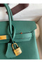 Hermes Birkin 25 Handmade Bag In Malachite Clemence Leather  Replica