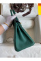 Hermes Birkin 25 Handmade Bag In Malachite Clemence Leather  Replica