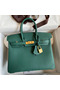 Hermes Birkin 25 Handmade Bag In Malachite Clemence Leather  Replica
