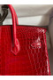 Hermes Birkin 25 Handmade Bag In Red Crocodile Porosus Shiny Skin  Replica