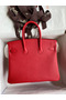 Hermes Birkin 25 Handmade Bag In Red Epsom Calfskin  Replica
