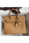 Hermes Birkin 25 Retourne Handmade Bag In Biscuit Epsom Calfskin  Replica